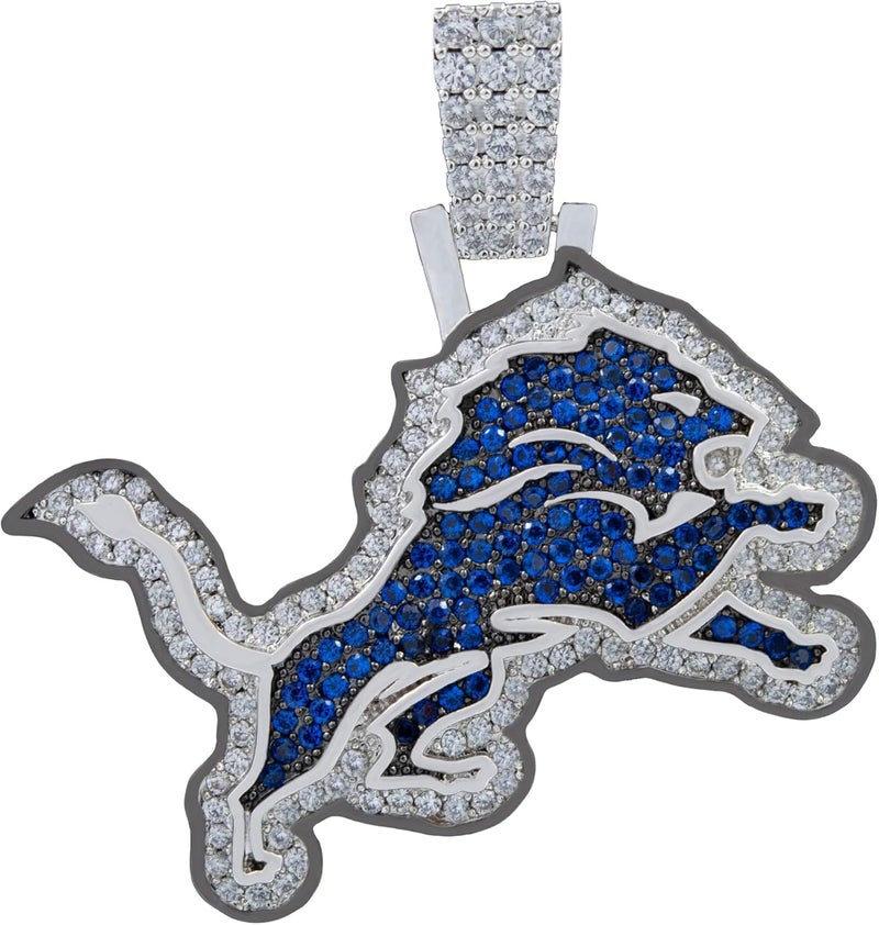 GLD Officially licensed NFL Sports Team Logo Pendant - Gold Plated Iced Out Football Necklace Charm - Image 1